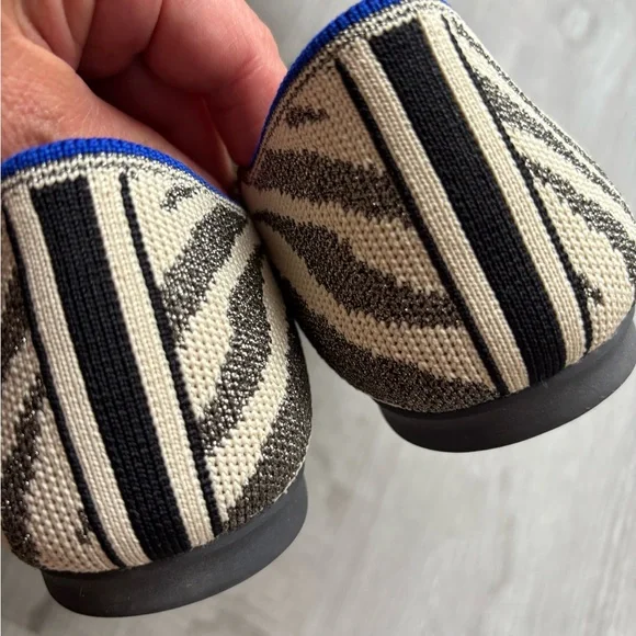 Rothy's The Point 2 size 9.5 Zebra Stripe Flats in Black and Cream - Picture 6 of 6